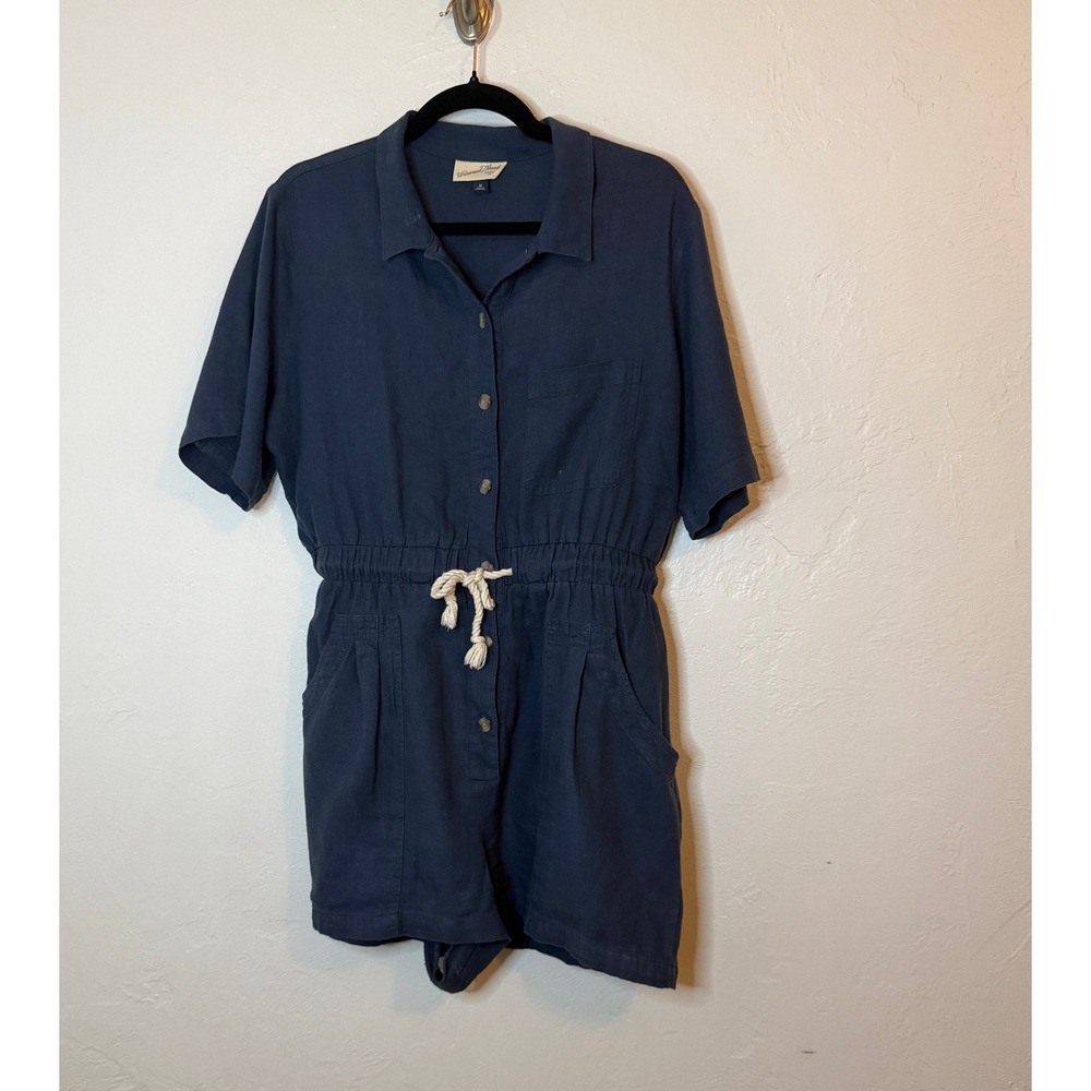 Universal Thread Romper M Navy Blue Utility Button Front Short Sleeve M